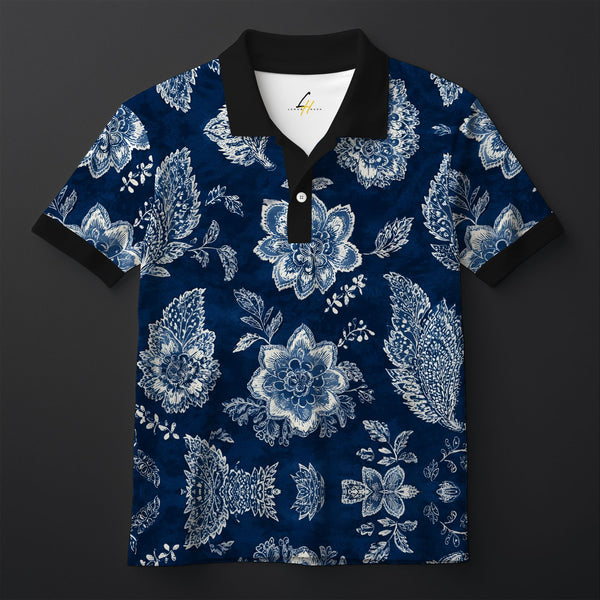 Indigo Bloom Polo Tee